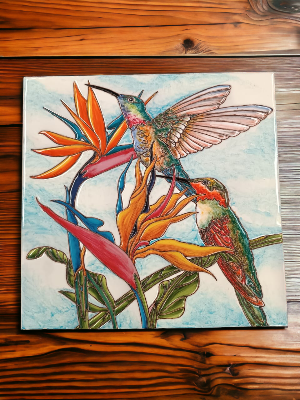 12"x12" Colibri tile Talavera style, hand made
