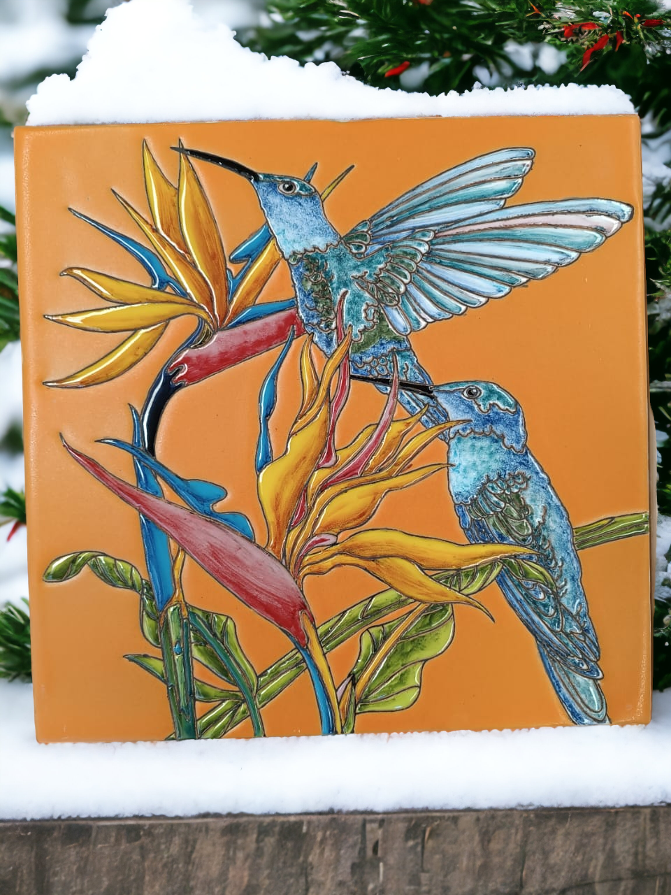 12"x12" Colibri tile Talavera style, hand made