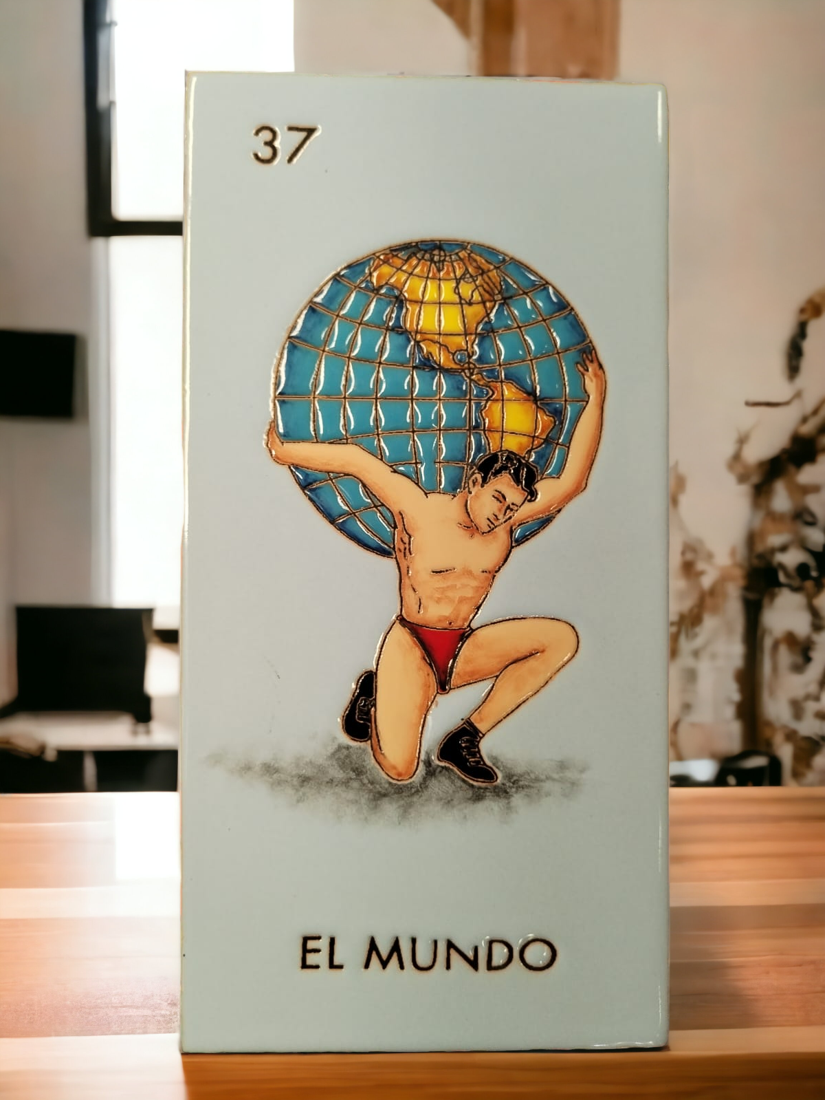 12"x6" Mexican Loteria Tile talavera style, hand made